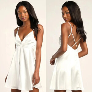 Lulu's White Satin Mini Dress